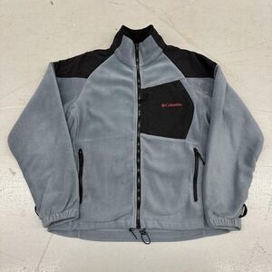 Columbia Jacket Mens Medium Gray Fleece Full Zip Interchange Pockets Outdoor
